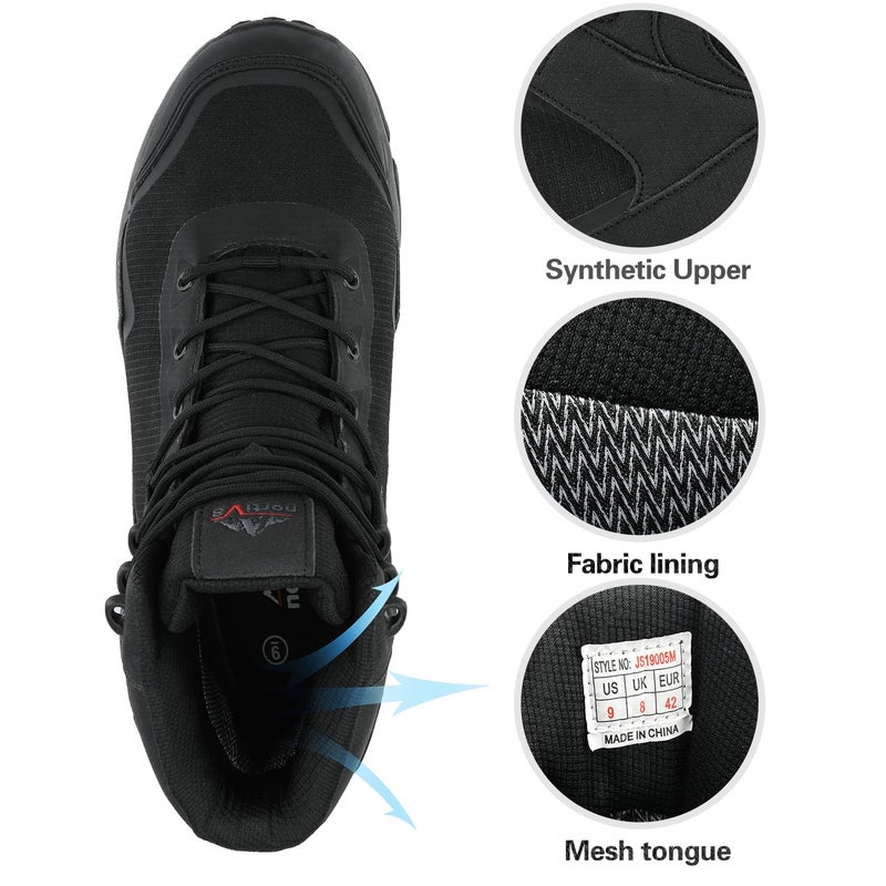 NORTIV 8 Men's Mid Waterproof Hiking Boots Outdoor Lightweight Trekking Mountaineering Camping Shoes,Size 12,All Black,JS19005M - Image 3